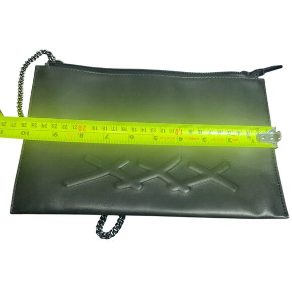 Ermenegildo Zegna XXX Leather Flat Zip Pouch Gray Crossbody Bag shoulder - Picture 5 of 16